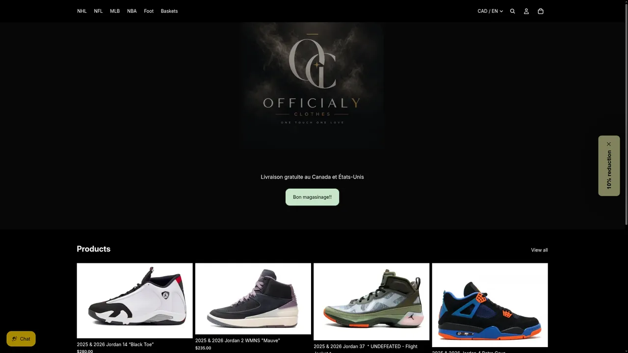 Screenshot de officialclothes.shop