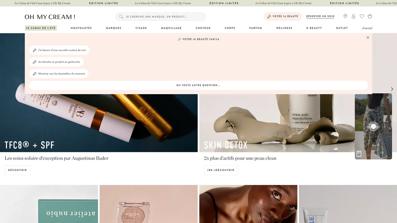 Aperçu du site Oh My Cream