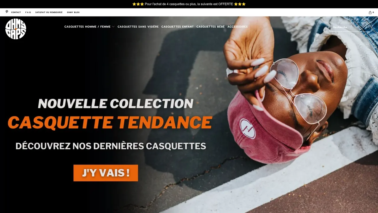 Aperçu du site OhMyCaps : Casquettes pour hommes et femmes