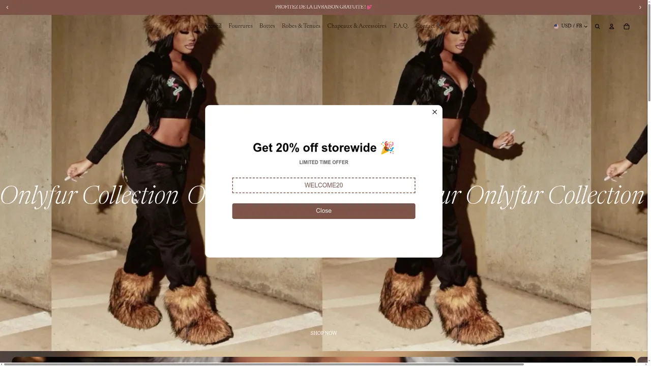 Aperçu du site ONLYFUR