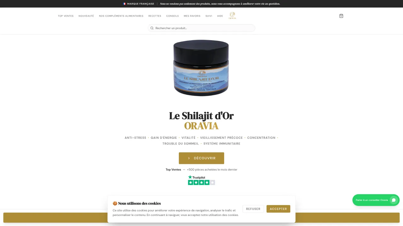 Aperçu du site oraviastore.com