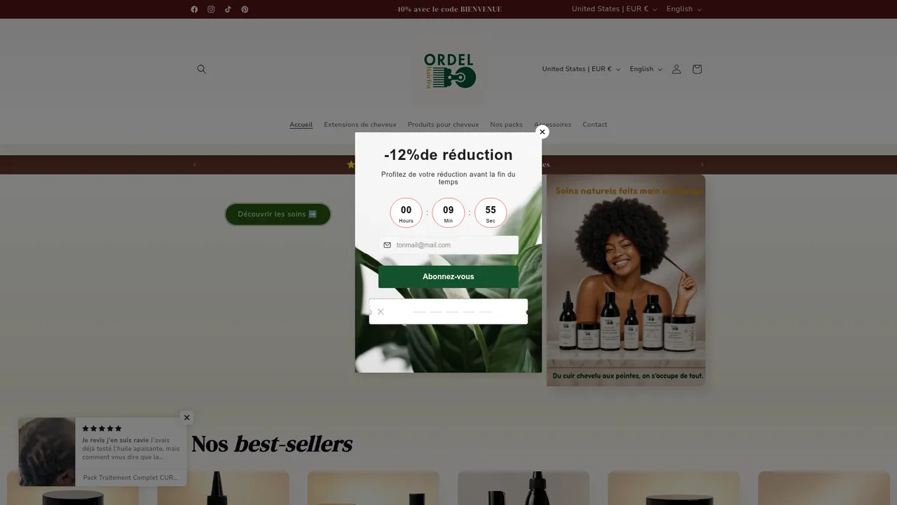 Screenshot de ordelhairfro.com
