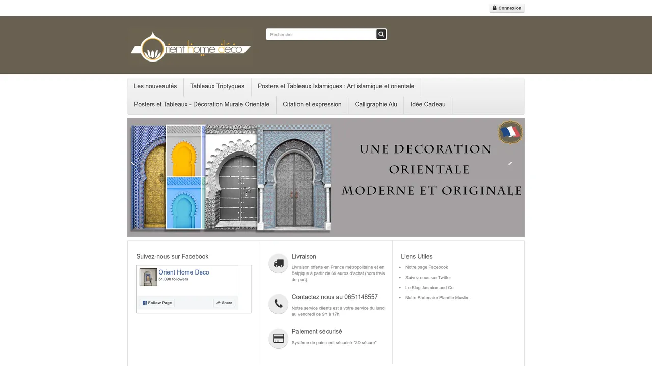 Aperçu du site ORIENT HOME DECO : Boutique en ligne de décoration orientale