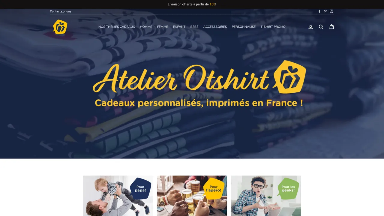 Aperçu du site Otshirt, les t-shirts de vos passions