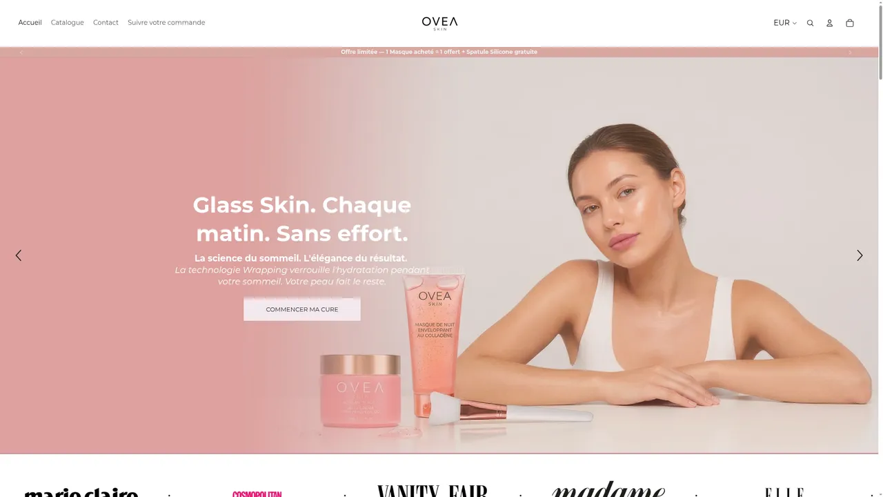 Screenshot de oveaskin.fr