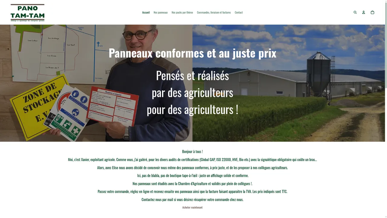 Screenshot de Pano Tam-Tam | Signalétique Agricole & Pack Global GAP