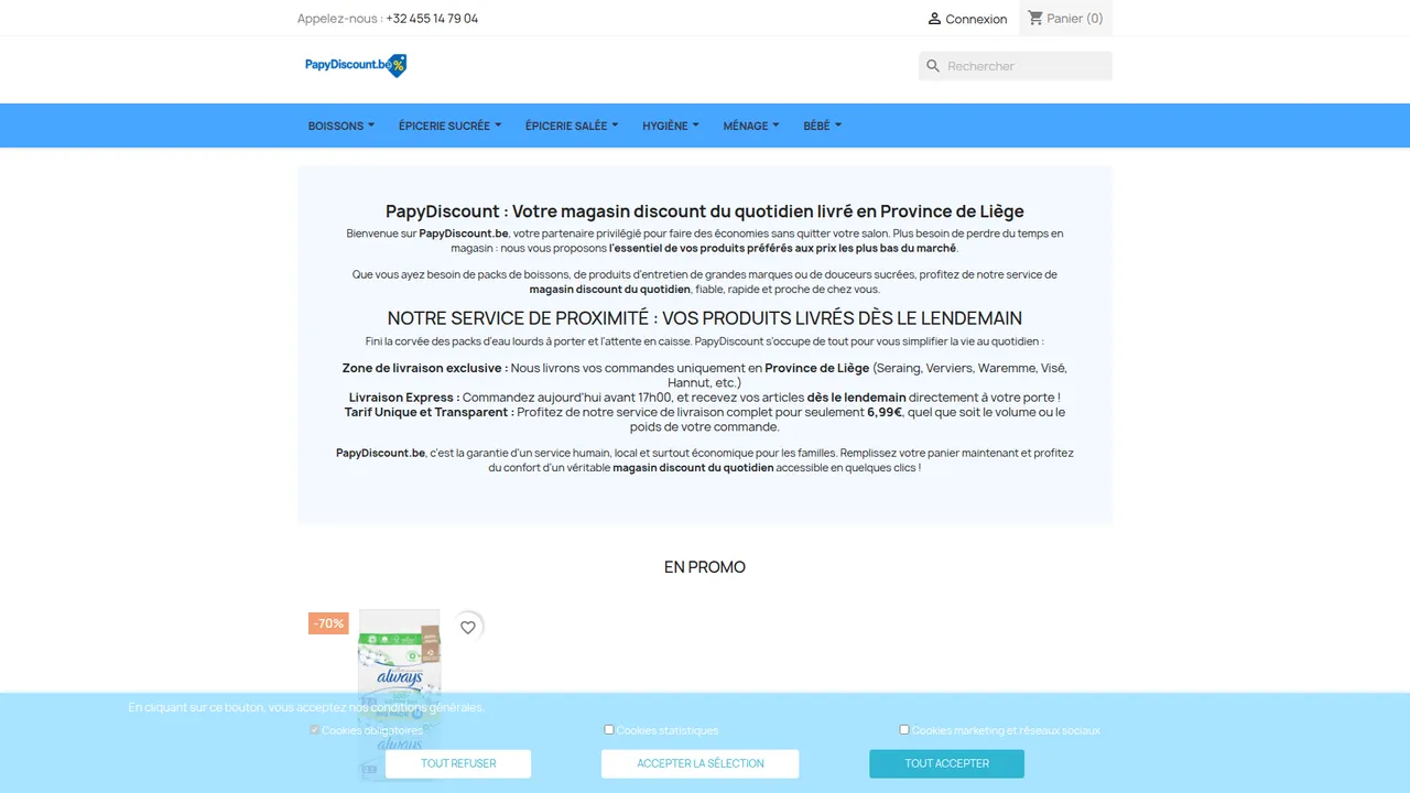 Aperçu du site PapyDiscount.be