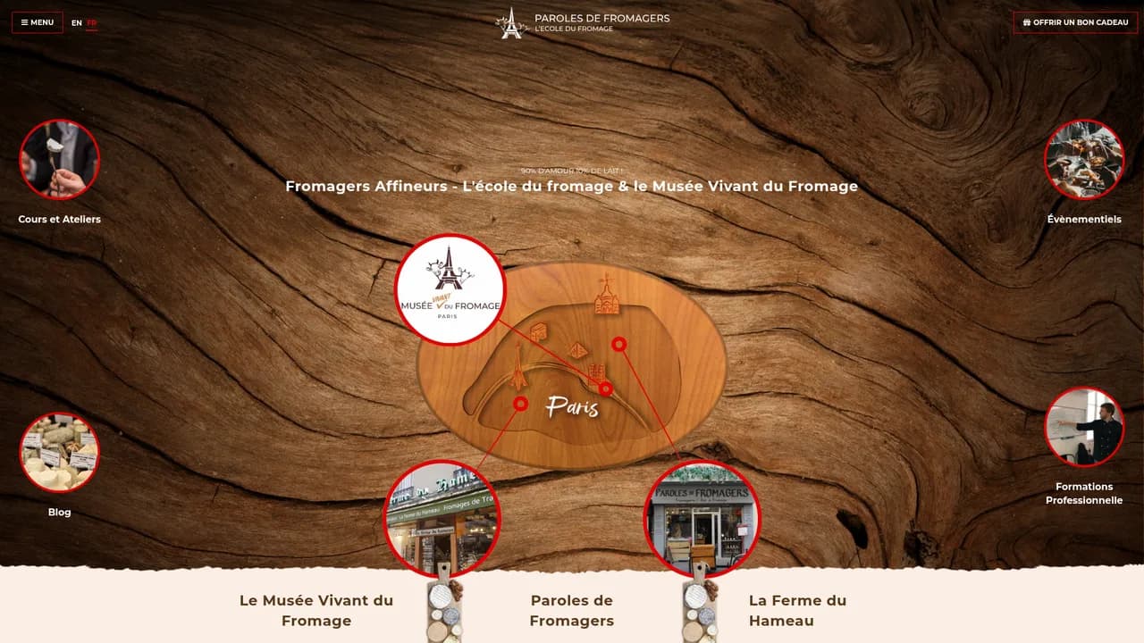 Aperçu du site Paroles de Fromagers, fromages et vins à l’honneur