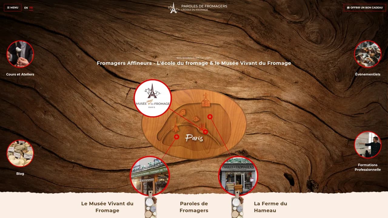 Aperçu du site Paroles de Fromagers, fromages et vins à l’honneur