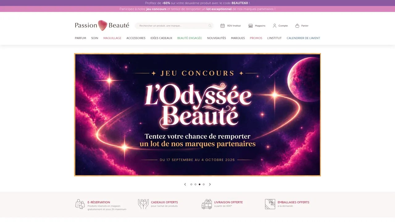 Aperçu du site Passion Beauté - Parfumerie en ligne