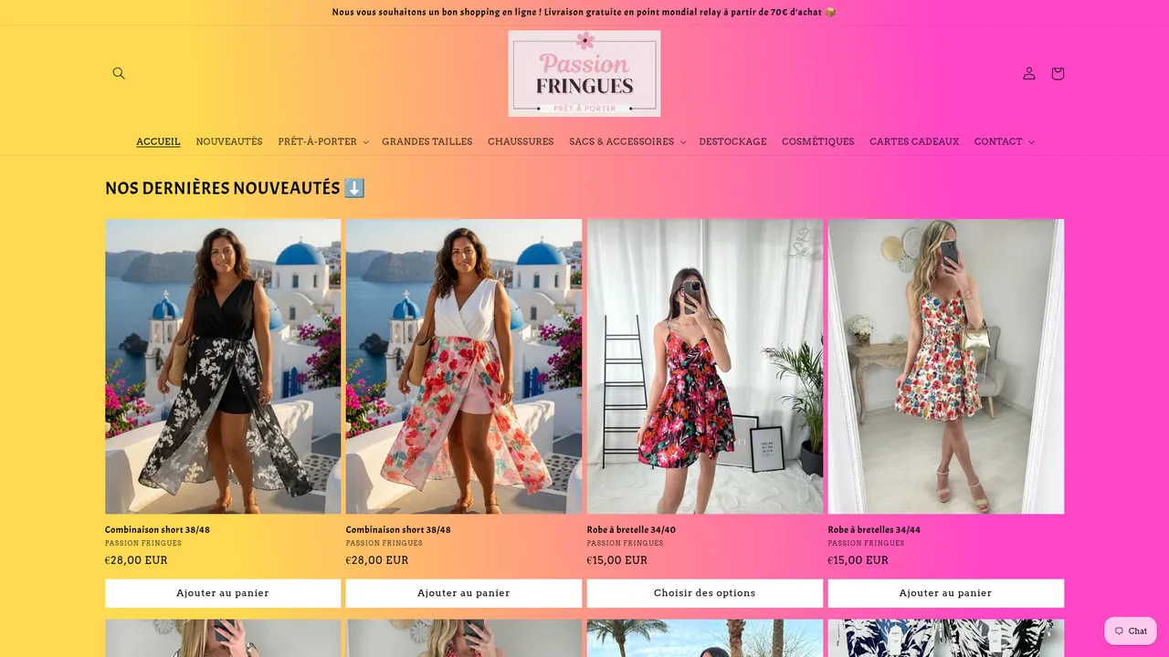 Aperçu du site Passion Fringues
