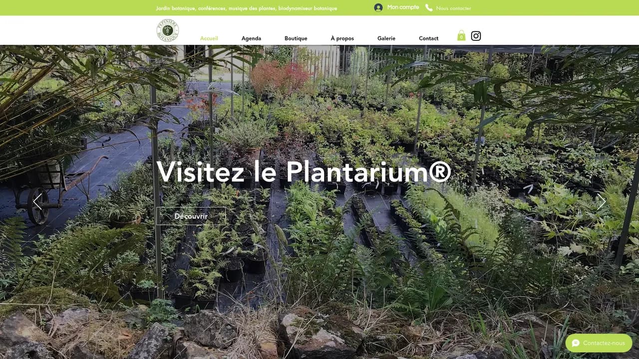 Aperçu du site Pépinière Botanique