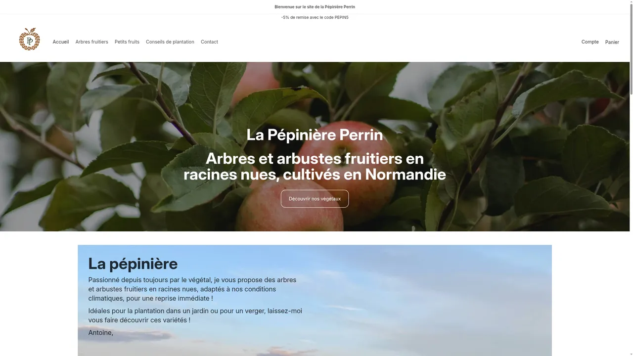 Aperçu du site pepiniereperrin.com