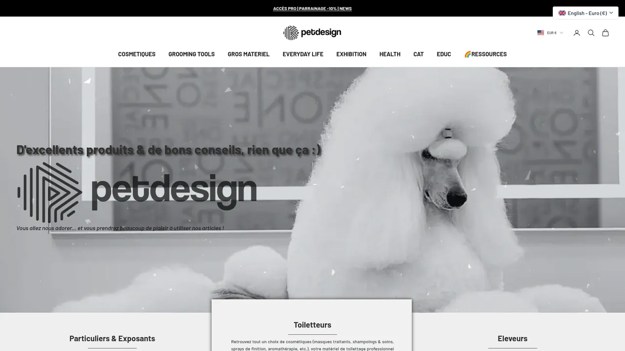 Aperçu du site Petdesign la boutique haut de gamme de tous les animaux