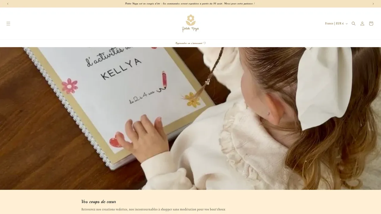 Screenshot de Petite naya, livrets d’activités et supports pédagogiques pour enfant