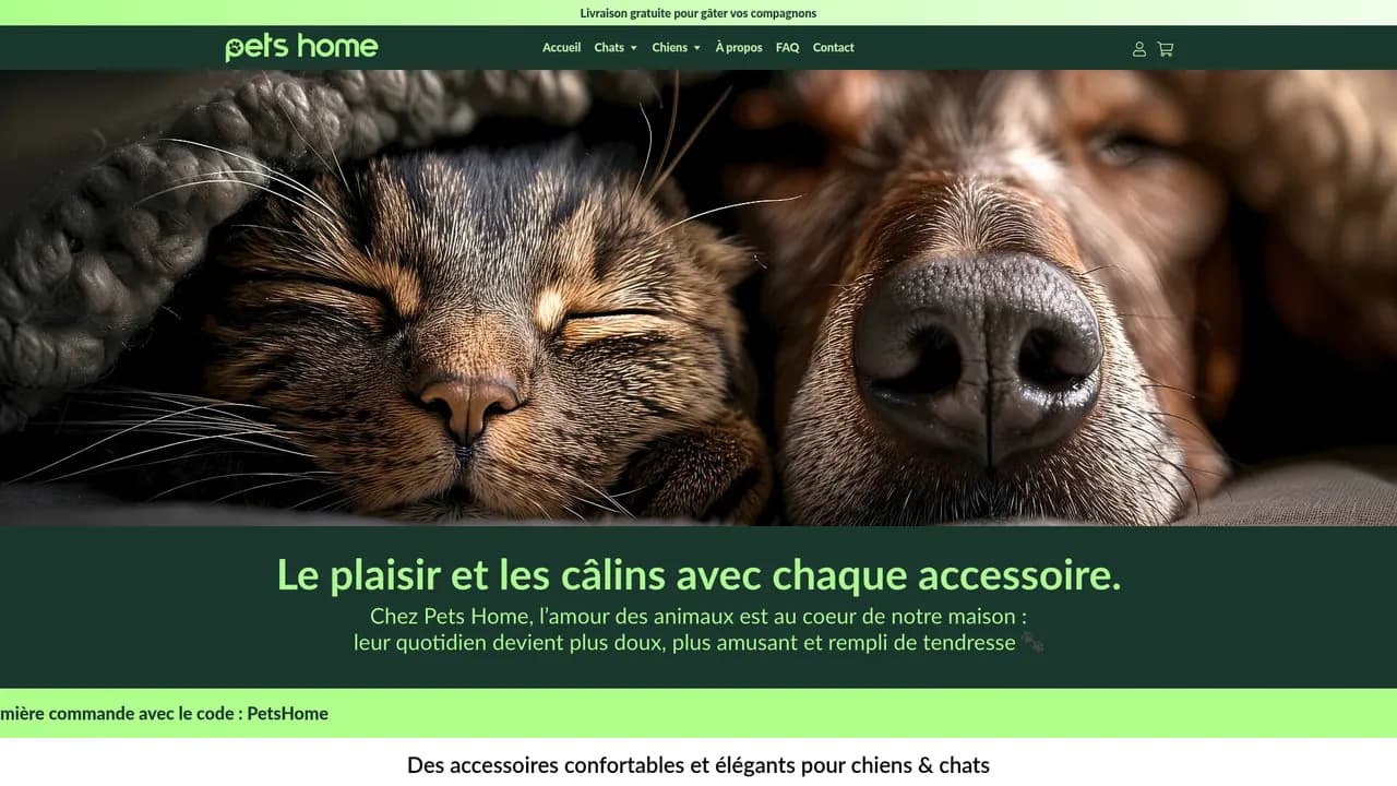 Aperçu du site Pets Home