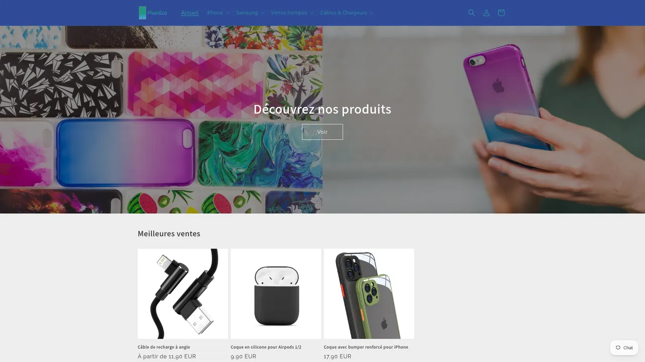 Aperçu du site PhonEco - Accessoires pour mobile et tablette