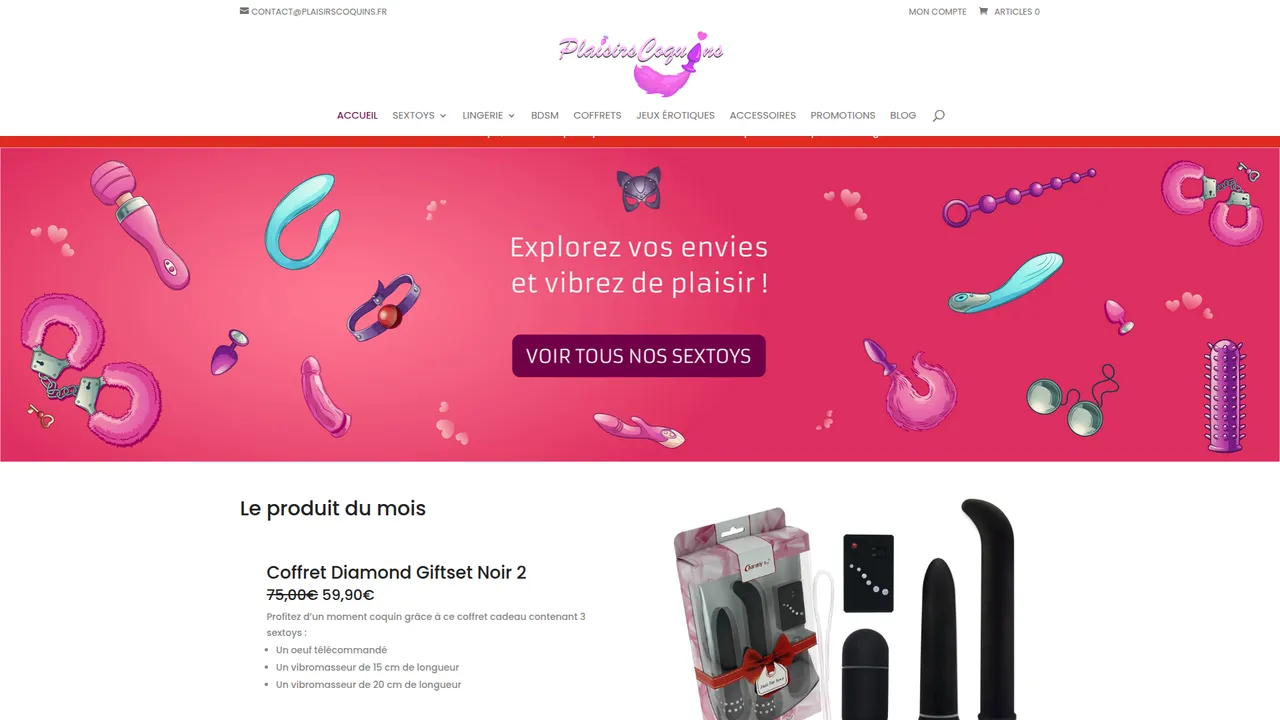 Aperçu du site PlaisirsCoquins.fr