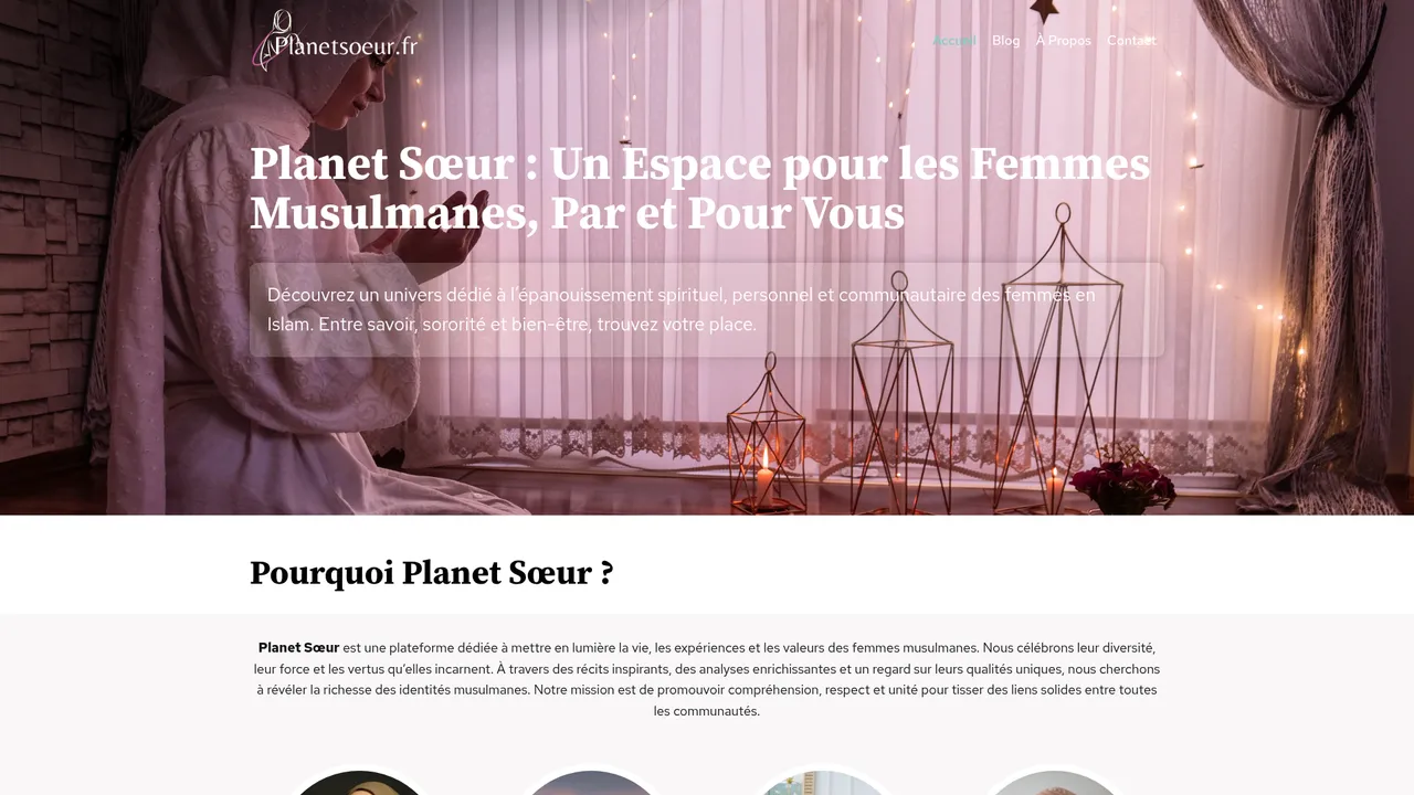 Aperçu du site Planet'soeur - vêtements musulmans