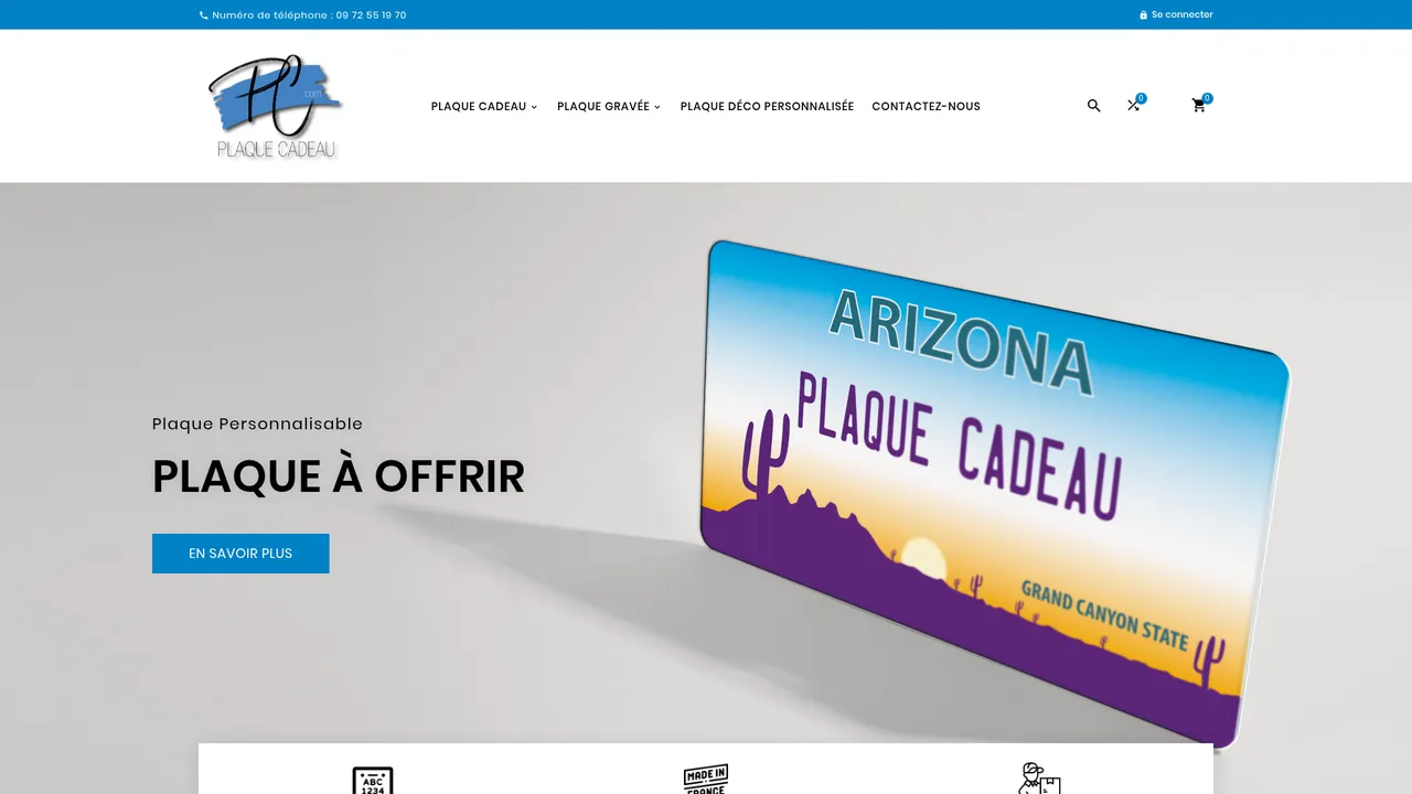 Aperçu du site Plaque-cadeau, des plaques cadeaux pour toutes occasions