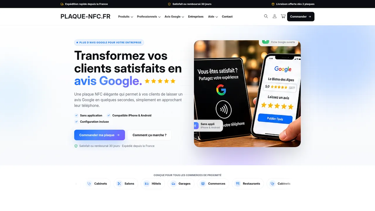 Screenshot de PLAQUE-NFC.FR