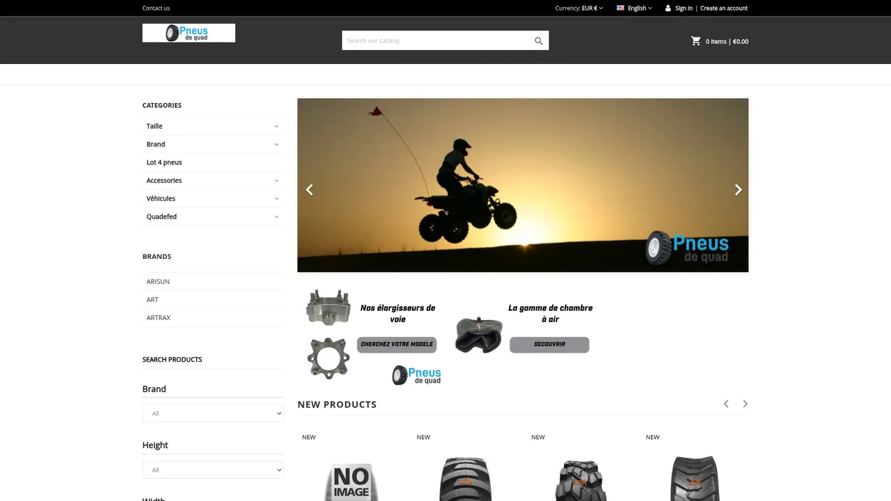 Screenshot de Pneus-De-Quad, la boutique en ligne