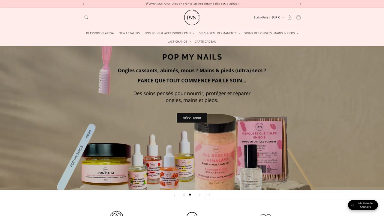 Aperçu du site Pop My Nails