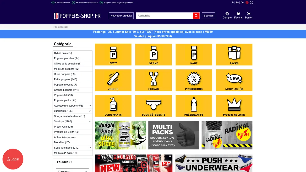 Aperçu du site Poppers Shop France