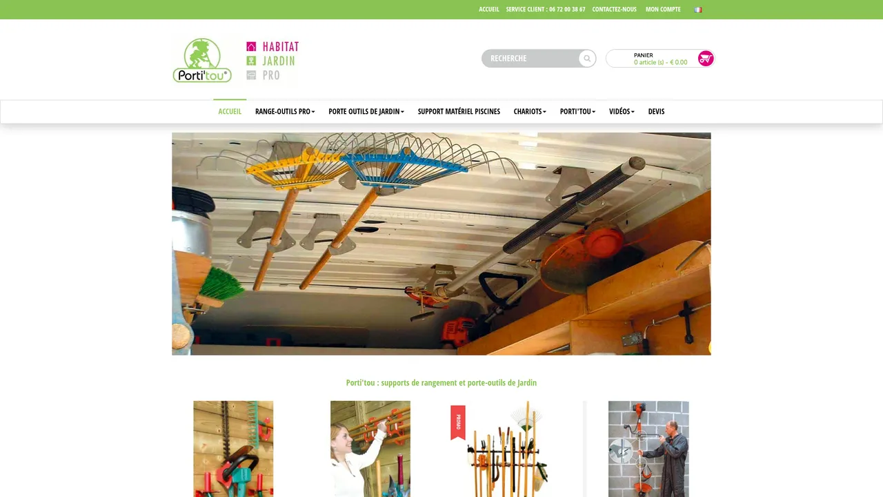 Aperçu du site Porti'tou : rangement d'outils de jardin