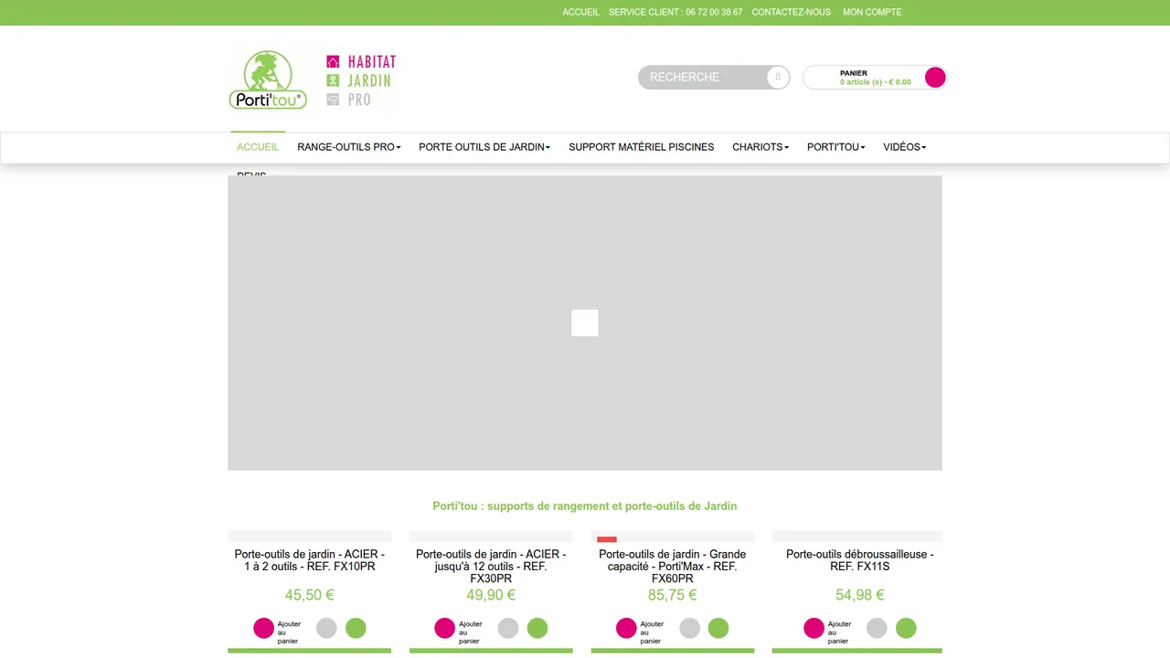 Aperçu du site Porti'tou : rangement d'outils de jardin