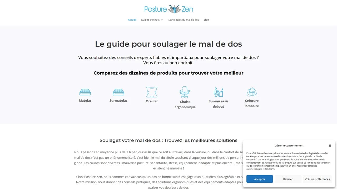 Aperçu du site Posture Zen