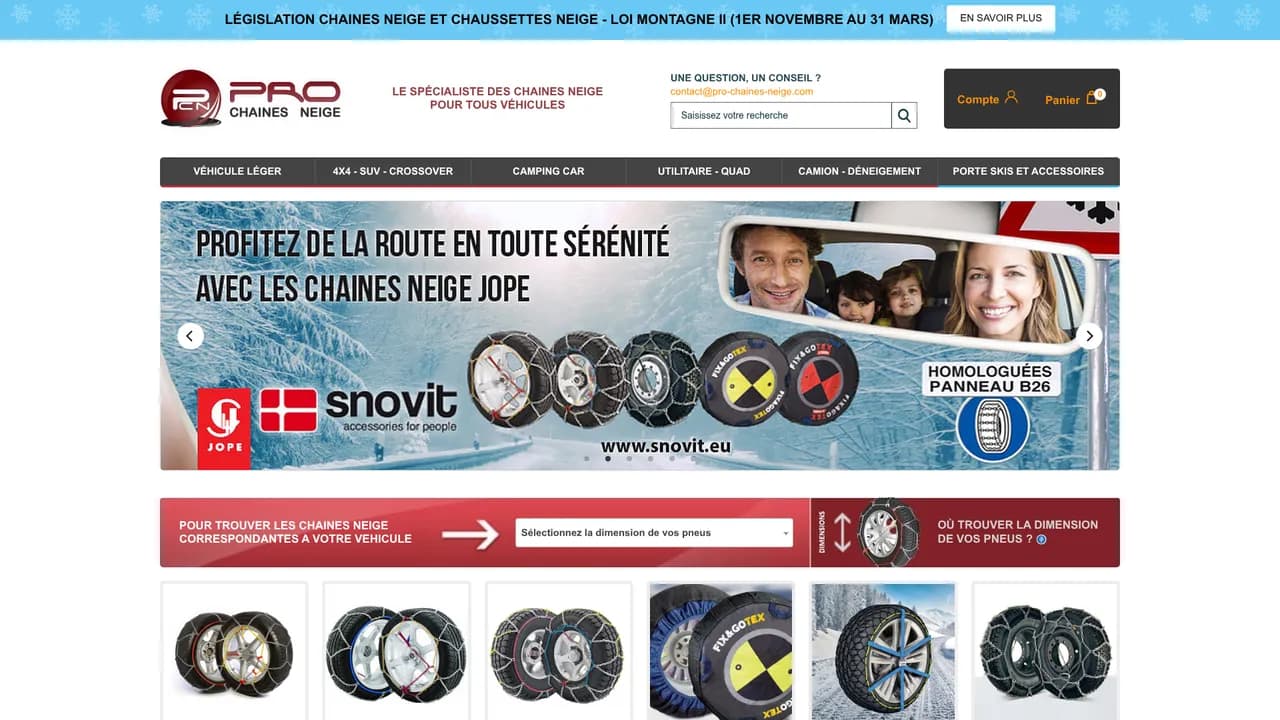 Aperçu du site Pro-Chaines Neige