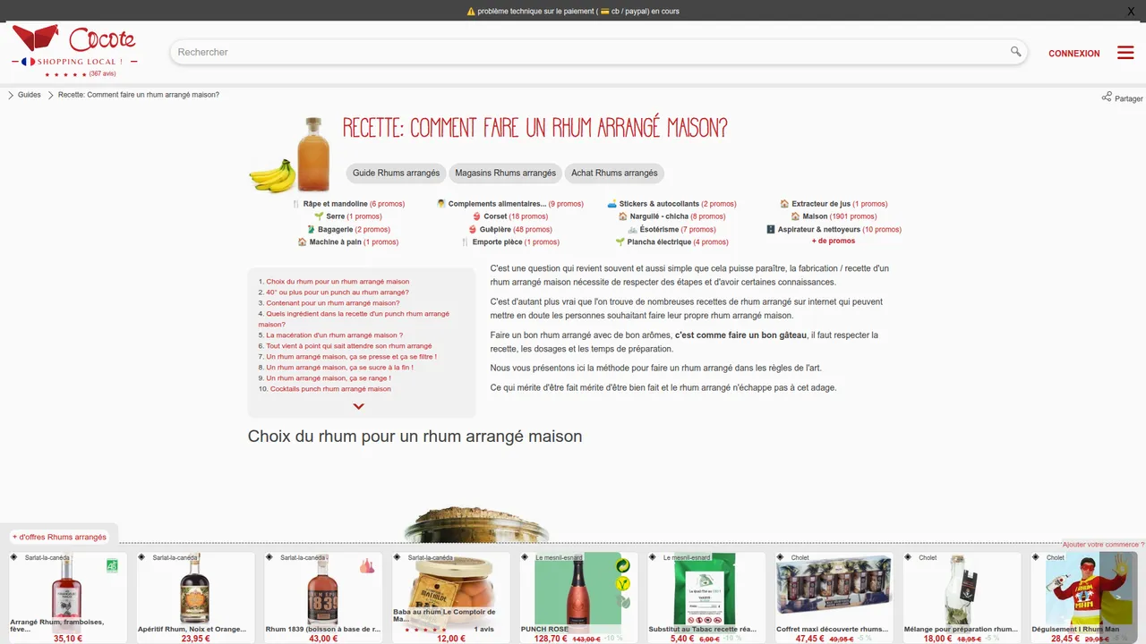 Aperçu du site Producteur de rhum arrangé