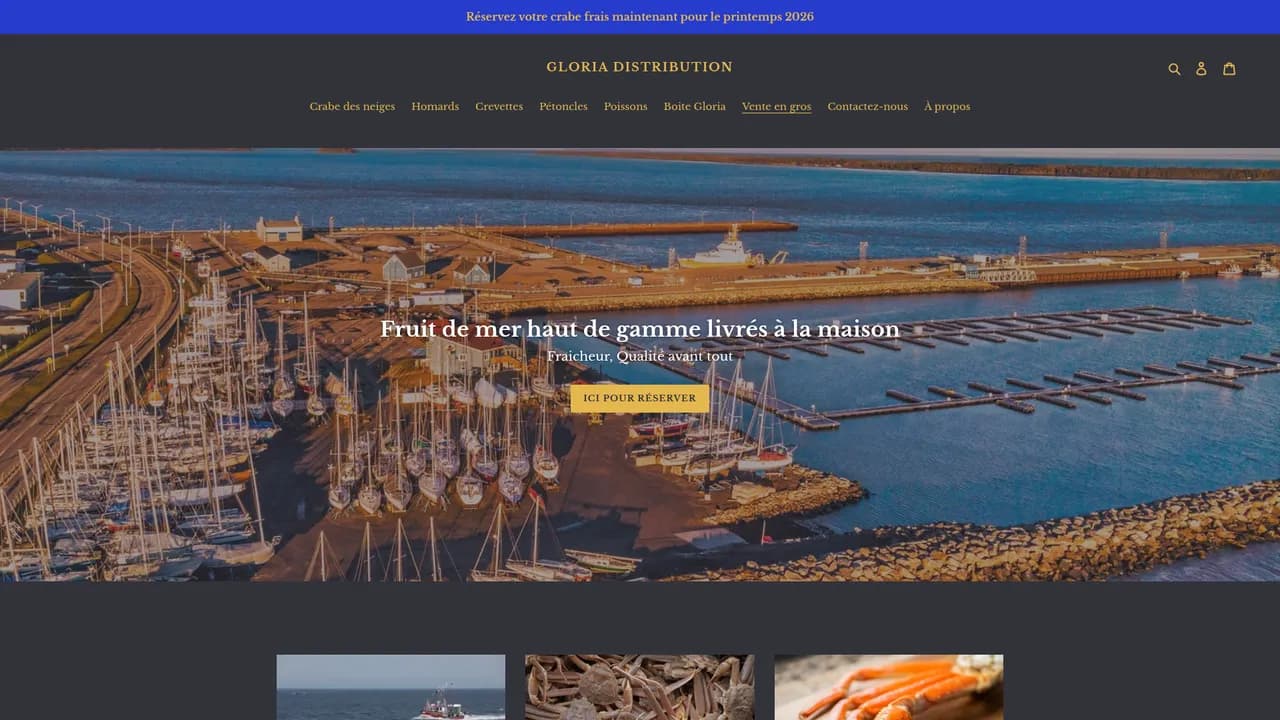 Screenshot de Produits frais de la mer livrés chez vous | Gloria Distribution