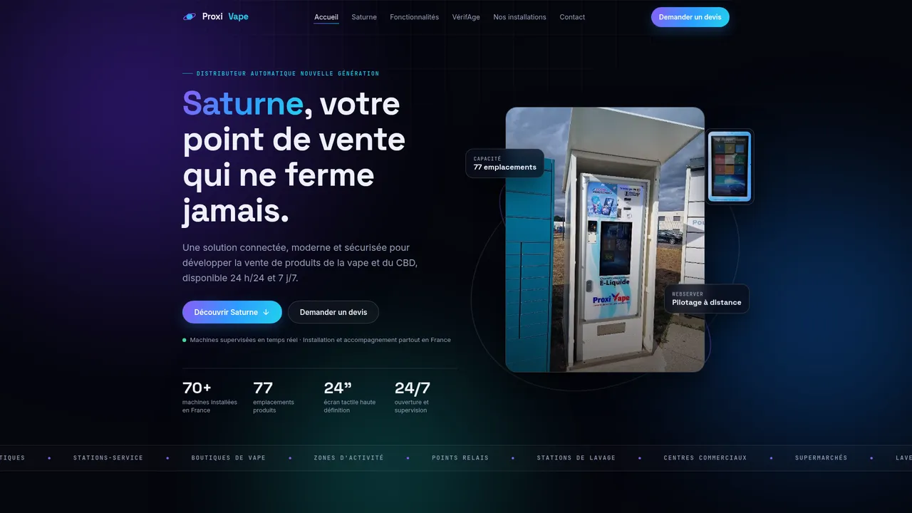 Aperçu du site Proxipave : cigarettes électroniques