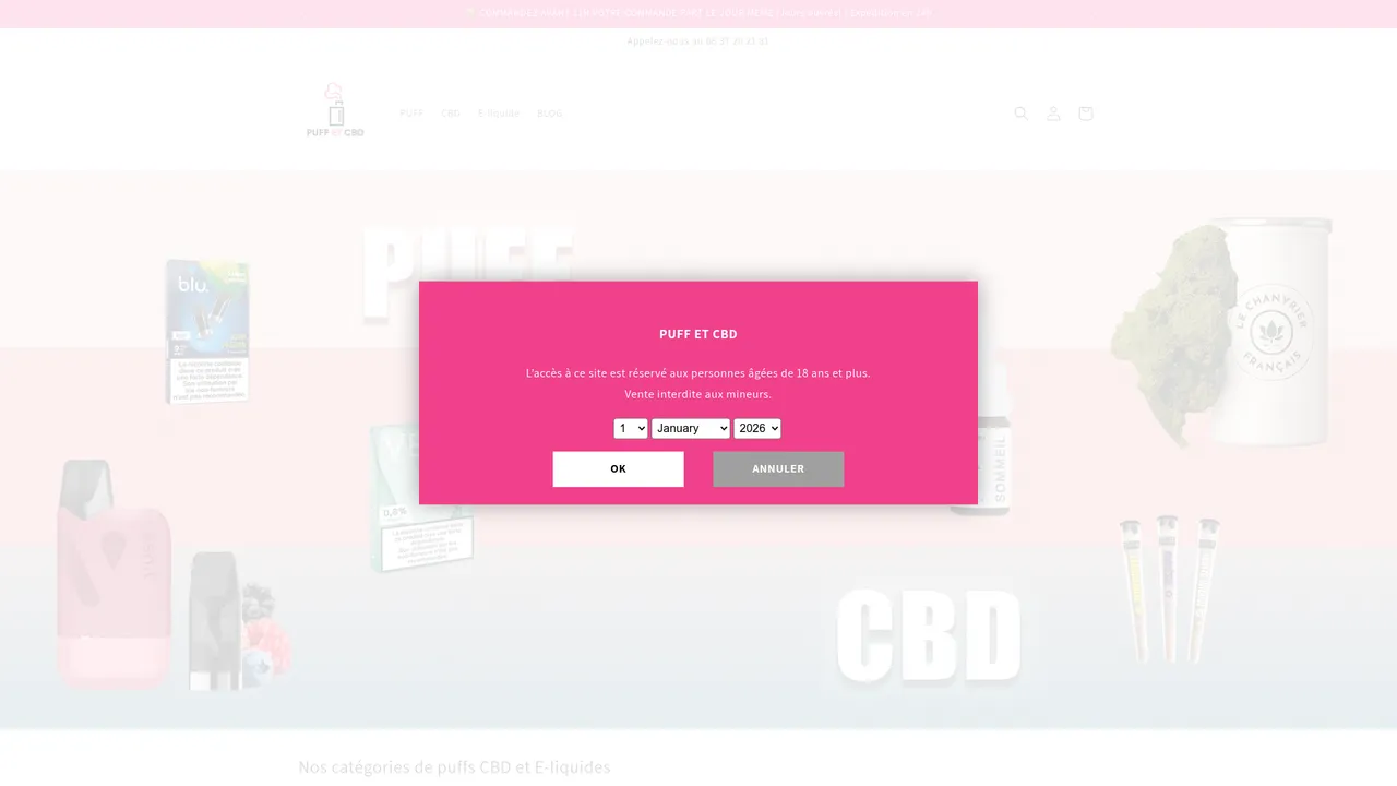 Aperçu du site PUFF ET CBD