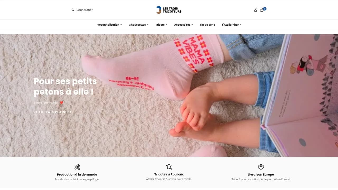 Aperçu du site Pulls et chaussettes éco