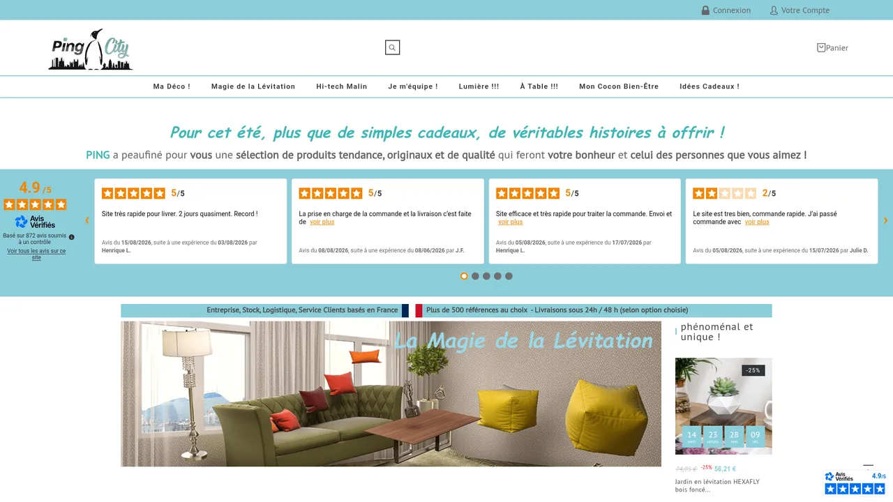 Aperçu du site Quelques mots sur Ping Déco