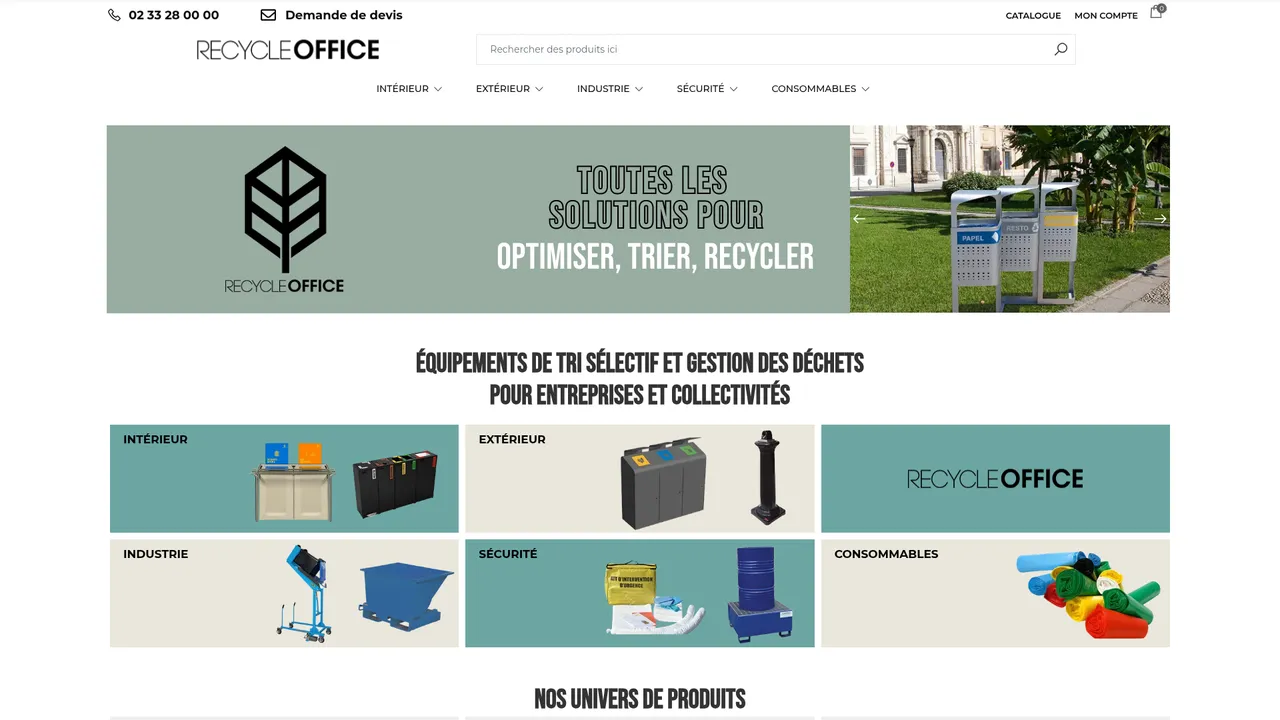 Aperçu du site Recycleoffice - équipement industriel