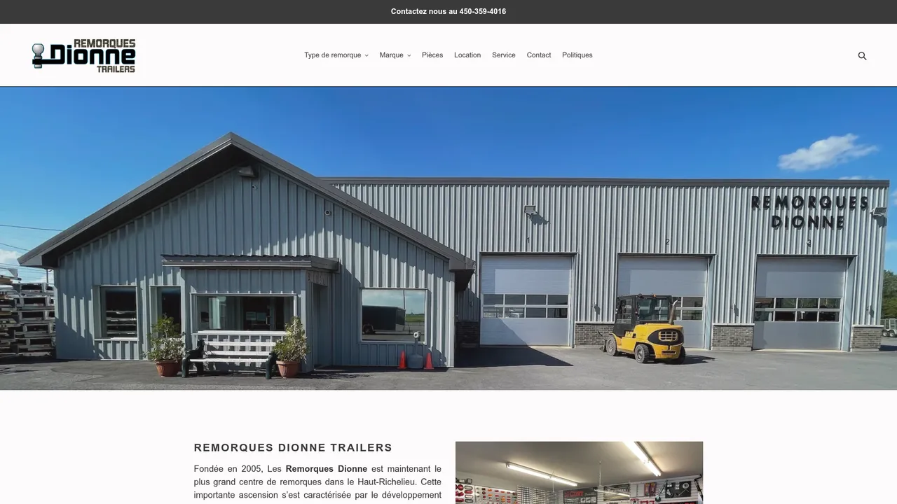 Screenshot de remorquesdionne.com
