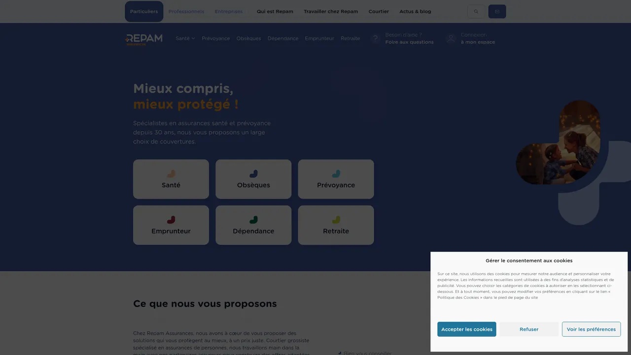 Aperçu du site Repam Assurances