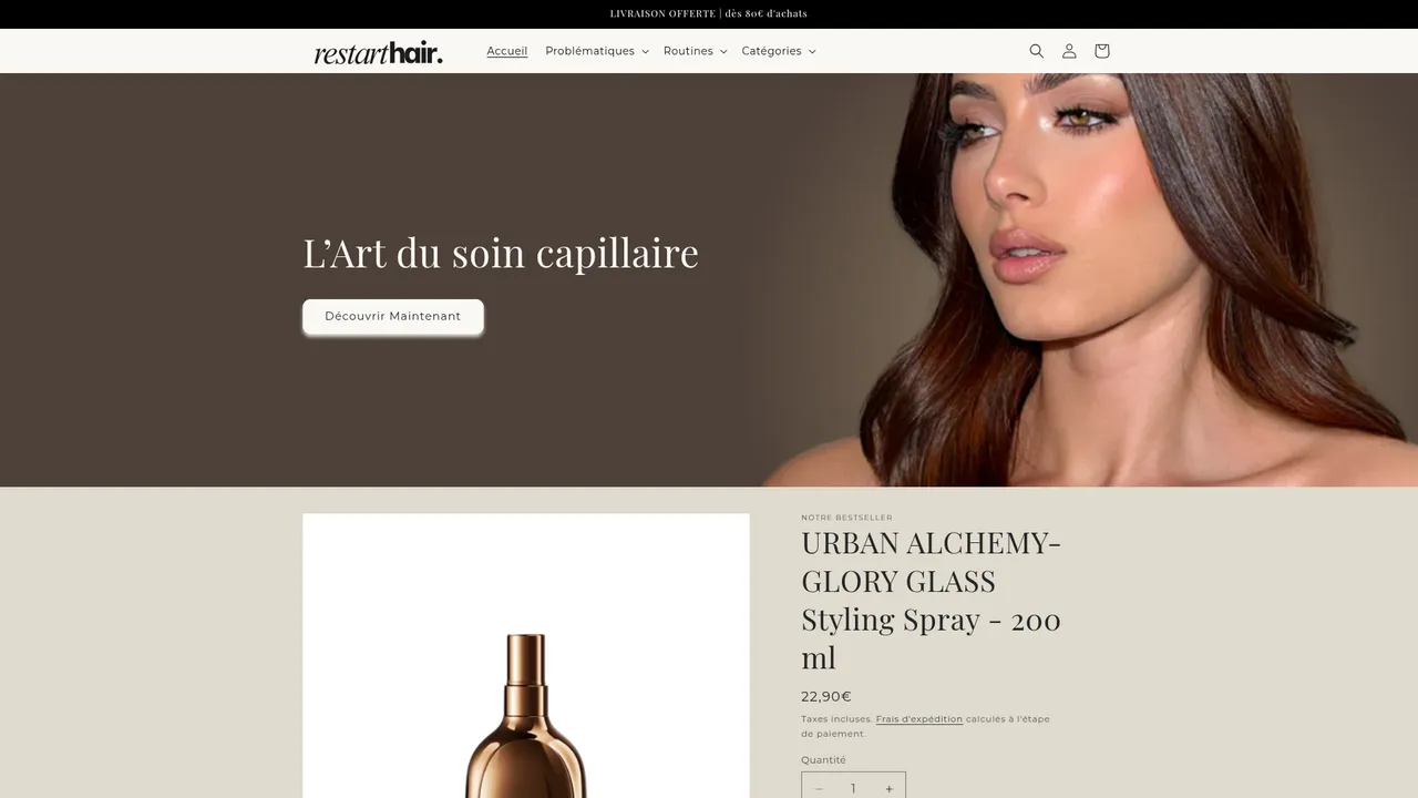 Aperçu du site RESTART HAIR
