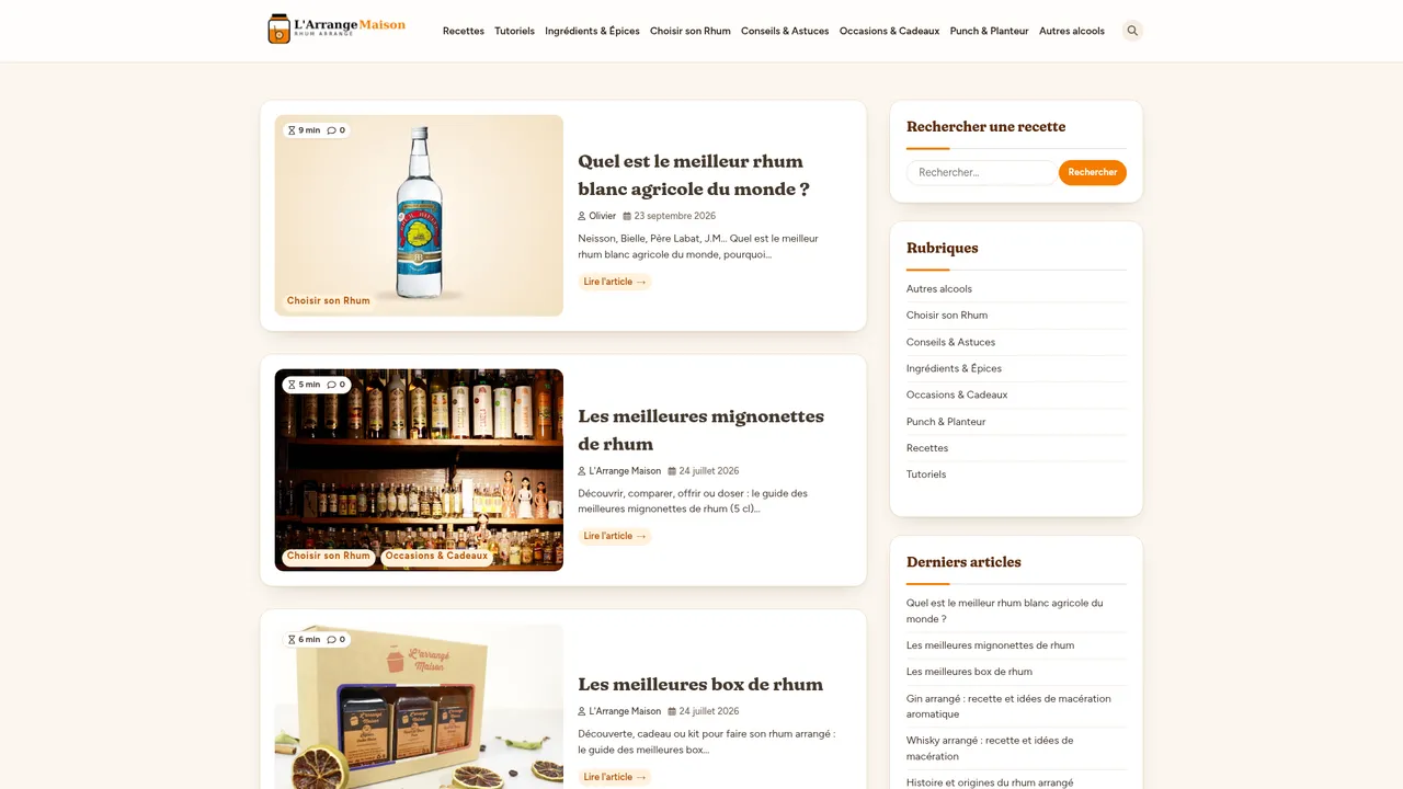 Aperçu du site Rhum de l'Arrangé Maison