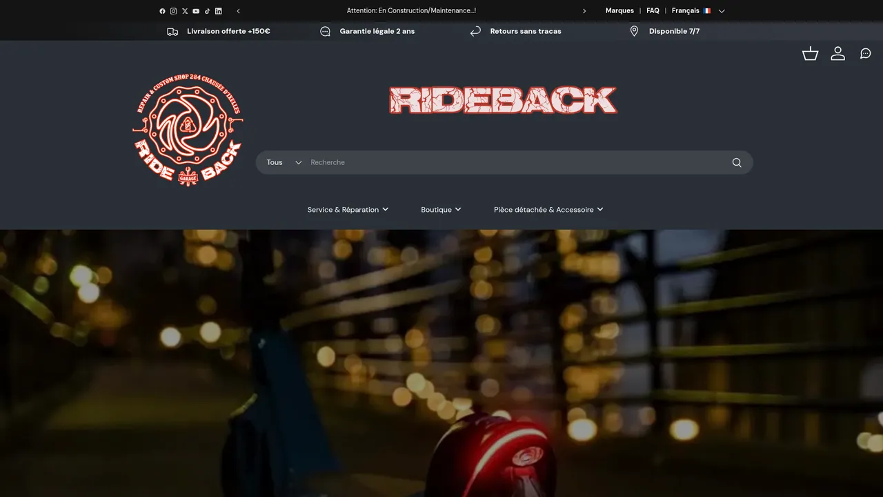 Screenshot de Rideback.be