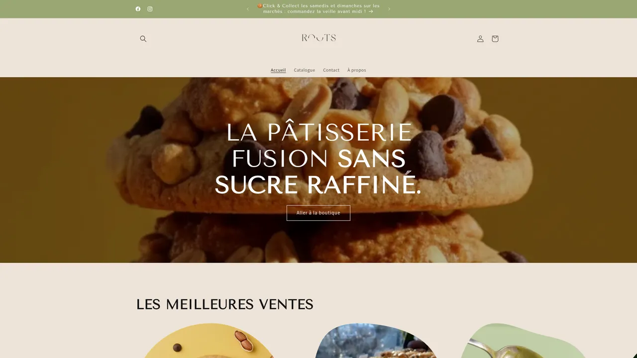 Aperçu du site Roots.cookies