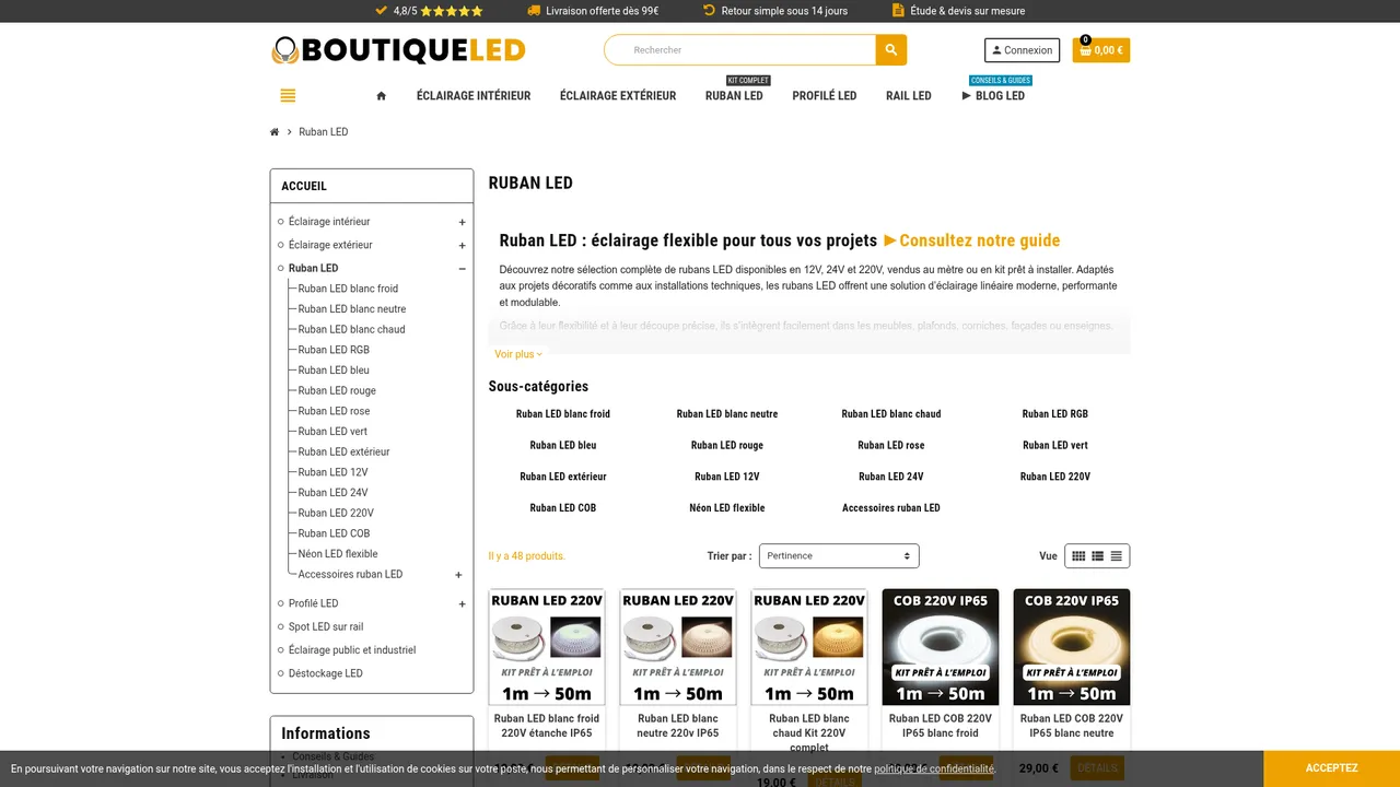 Aperçu du site Ruban LED discount
