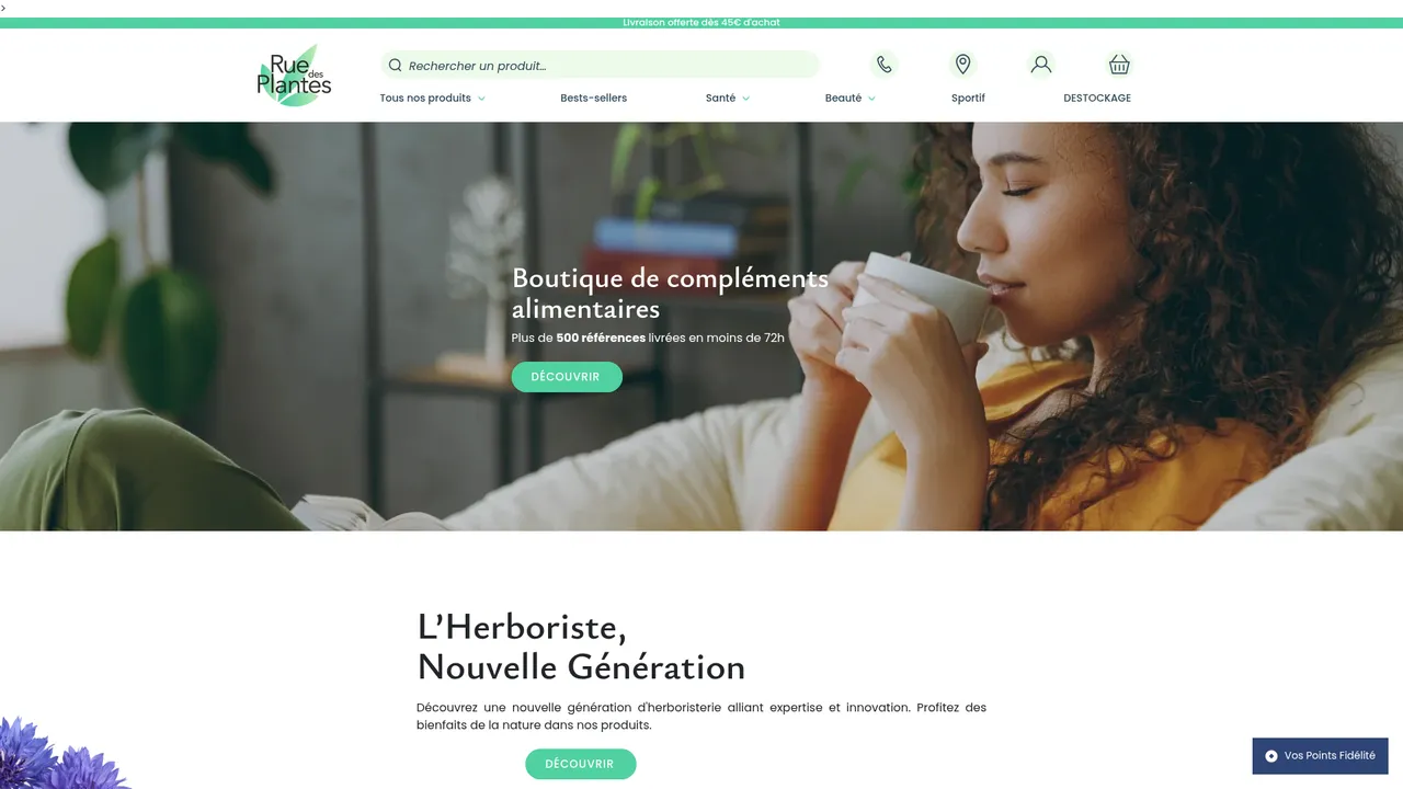 Aperçu du site RueDesplantes, des compléments alimentaires à petit prix
