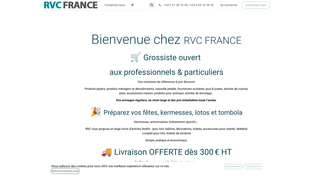 Aperçu du site RVC-France, tout à petit prix