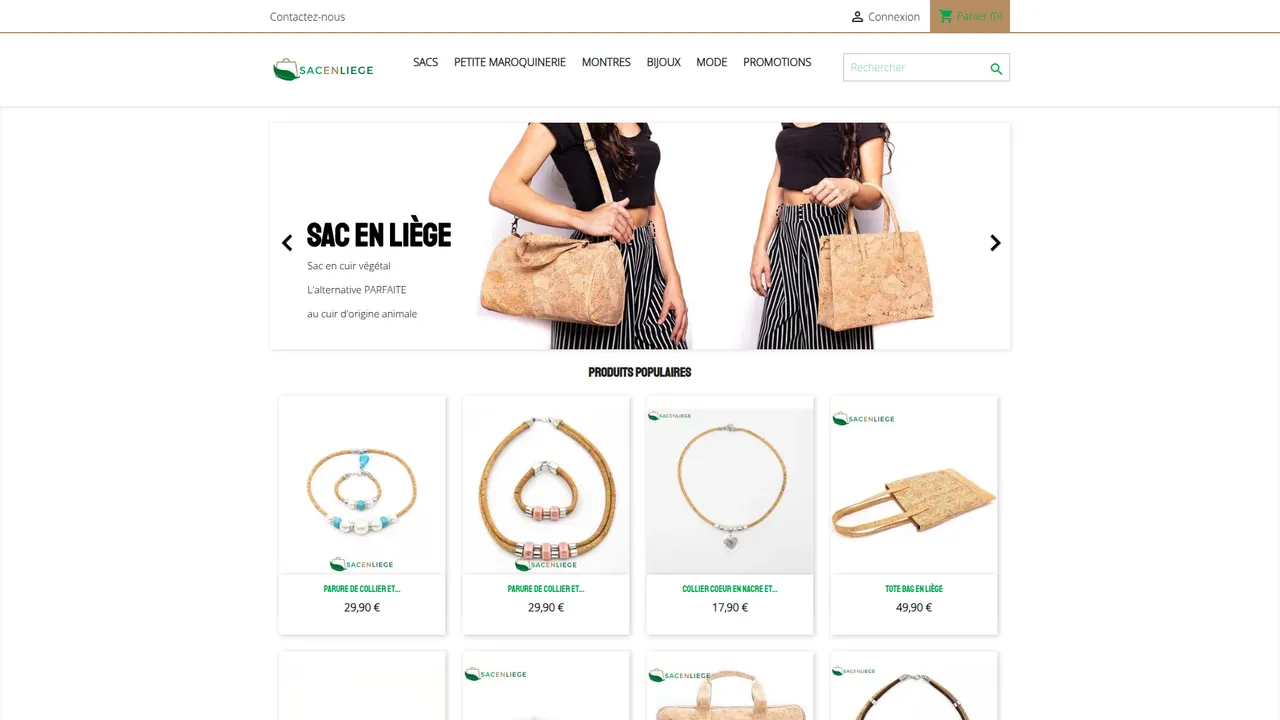 Aperçu du site Sac en liege
