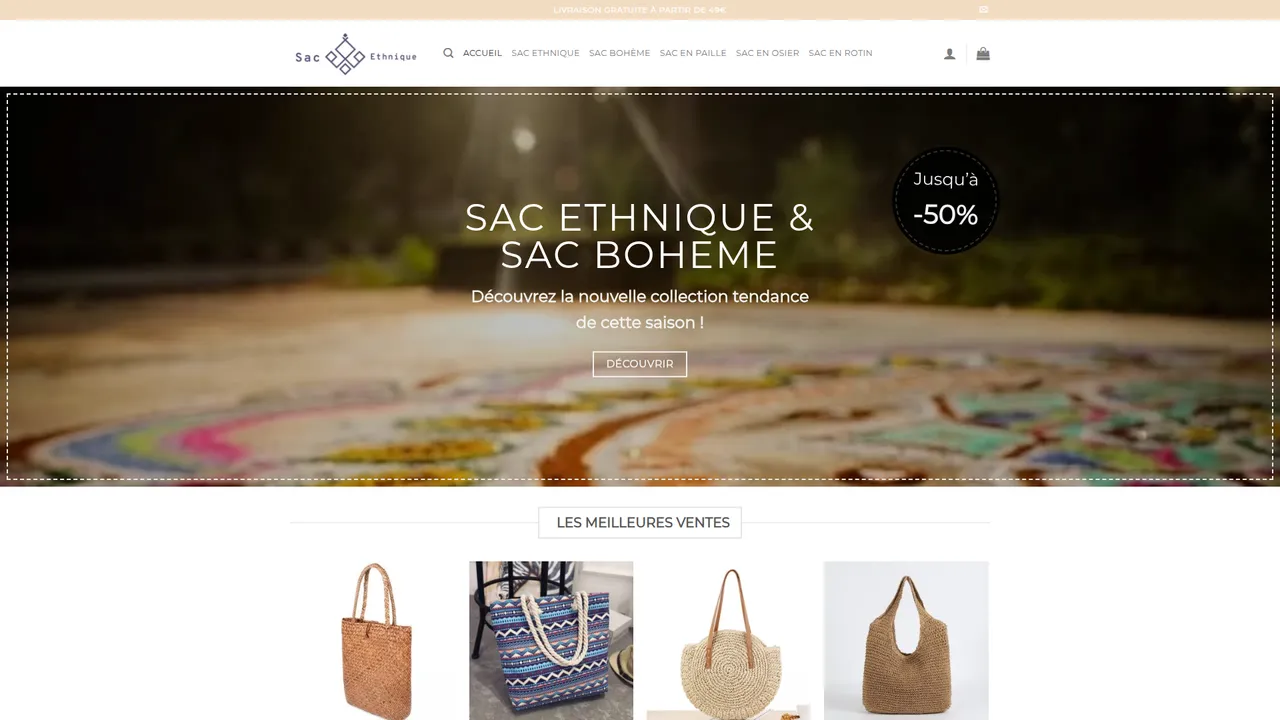 Aperçu du site Sac Ethnique